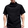 RAOKENSU Maglietta da uomo a collo alto, in cotone, comoda maglietta sportiva con tasca sul petto, morbida e accogliente, Y2K, per fitness, streetwear, a maniche corte, tinta unita