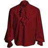 Cexiakong Camicia da uomo Ruffle da pirata medievale rinascimentale per feste, abbigliamento steampunk vittoriano, camicia vintage con fiocco, a maniche lunghe, camicia medievale
