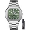 OLEVS Orologio ottagonale da uomo con quadrante testurizzato luminoso Day-Date e data, impermeabile in acciaio inossidabile elegante orologi da uomo per hombres argento/nero/verde/blu/oro rosa