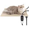 NICREW Tappetino Riscaldante Gatti Cani, Temperatura Regolabile, 45 x 40 cm, Cachi | 6 Livelli di Temperatura, Timer Regolabile, Copertura in Pile Morbido, Piccoli Animali fino a 7 kg, 55W Max, Interno