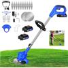 AUTOFU Decespugliatore, Tagliabordi a batteria, decespugliatore elettrico a batteria 21V con 10x lame in metallo e 2x 1,5Ah batterie Tagliaerba con testa regolabile e manico telescopico (blu)