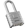 NOVLOCK Lucchetto a combinazione resistente - Arco lungo 5,9 cm - Lucchetto impermeabile da esterno a 4 cifre per cancelli, recinzioni, capanni, armadietti, armadi e depositi - 1 pezzo, argento