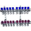 AQUA HEATING Set Collettore Acqua Riscaldamento PEX 1" x 16 mm Distributore D'Acqua In Ottone Nichelato Con Mini Valvole Integrate Fascio Distributore Blu 10 Circuiti Rosso 10 Circuiti H2541B10R10