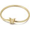 LIGHTDOG bracciale con chiusura a scatto in argento sterling 925, catena a serpente con cuori in stile retrò dorata, compatibile con i charm Pandora, regalo per donne