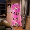 FOERPL Vetrina, vetrina vetro LED vetrina in vetro per collezione con 1 anta vetrina vetro 4 strati armadio ad angolo armadio vetrina con serratura vetrina mobile trasparente per soggiorno bar