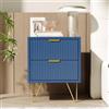 MISNODE Comodino Moderno con 2 Cassetti, Mobile Camera da Letto in Legno e Metallo, Mobile Cassettiera per Soggiorno, Armadio Camera Da Letto, Blu Scuro (Blu Scuro, 2 Cassetti)