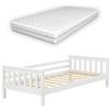 [en.casa] Letto per Bambino con Materasso Ipoallergenico a Schiuma Fredda 80x160 cm Letto di Design Moderno in Legno di Pino con Testiera e Pediera - Bianco