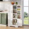 MSMOK 120 x 60 x 40 cm, bianco, armadio da cucina con sensore a LED, grande armadio a 4 ante con ripiani regolabili e ripiani per porte, adatto per cucina, sala da pranzo o soggiorno