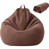 Yunlaishaocer Fodera per pouf per bambini/adulti, XL, senza imbottitura (marrone) | Pouf con chiusura lampo, contenitore per animali di peluche, antipolvere, per ufficio, camera da letto