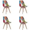 GrandCA HOME Set di 4 Sedie da Sala da Pranzo, Sedia da Cucina con Struttura in Legno, Sedie Imbottite con Seduta in Tessuto patchwork (Rosso)