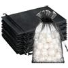 G2PLUS 50PCS Nero Sacchetti Organza,10x15CM Sacchetti Organza Regalo | Sacchettini Confetti con Coulisse per Matrimonio,Compleanni,Caramella Gioielli e Comunioni