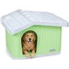 VOUNOT® Cuccia per Gatti e Cani Impermeabile con Tetto Inclinato, Casetta per Gatti da Esterno Aerazione e Piedini Antiscivolo, Cucce Confortevole per Gatto Cane o Coniglio, 75x63x51 cm, Verde