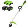 Greenworks Tagliabordi a Batteria 48V(2×24V) Ampiezza Taglio 40cm con 2 Batterie 4Ah e Caricatore a Due Posti, Impugnatura regolabile GD24X2TXK4x