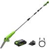 Greenworks Potatore a Batteria 24V Senza Fili, 2,68 m, Motosega Elettrica da 20cm con Lubrificazione Automatica, Batteria 2Ah e caricabatteria 30W USB C
