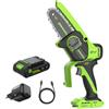 Greenworks 10cm Motosega a Batteria 24V Senza Spazzole, Mini Motosega Senza Fili con Sistema di Olio Automatico, Sega Elettrica con Batteria da 2 Ah e Caricatore USB C da 30 W