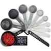 Moritz & Moritz Set di 11 misurini impilabili - Misuratori a tazza e a cucchiaio 1,24-240 ml Nero - 10 misure e livellatore - Per cucinare con i bambini