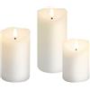 goobay Set di 3 candele LED con cera bianca vera, timer e stoppino 3D, luce calda (2700 K), decorative per soggiorno e sala da pranzo, a batteria, sicure e senza fiamma, 77779