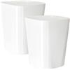 Youngever Confezione da 2 bidoni della spazzatura quadrati da 5,5 l, in plastica, piccoli bidoni della spazzatura per casa, ufficio, soggiorno, studio, cucina, bagno (bianco)