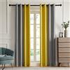 PRIMROSE Tende oscuranti per soggiorno, isolamento termico, oscuranti, tende per finestre per camera da letto, con occhielli, grigio giallo, lunghezza 213,4 cm, 2 pannelli