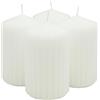 DONAU HOME Set di candele a colonna a costine, bianche, 4 pezzi, diametro 6 x 10 cm, non profumate, candele classiche, per la decorazione del soggiorno e del bagno