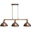 DC VOLTAGE Lampada a sospensione in tubo di metallo con paralume, stile retrò vintage, stile industriale a 3 vie, con barra luminosa Steampunk, lampada da soffitto (Rame spazzolato - Con lampadina)