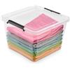 EDANTI Scatola portaoggetti con coperchio, organizer ideale per ufficio, cameretta dei bambini, cucina, camera da letto, scatola di plastica, trasparente, quadrata (32 l)