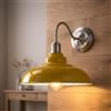 LEDSone Applique da parete in stile industriale vintage, paralume curvo da 32 cm, lampada rustica E27, per arredamento di casa, comodino da camera da letto, soggiorno, corridoio (Giallo)