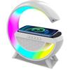 10ELED Lampada LED con Altoparlante Bluetooth, Caricatore Wireless 10W, 6 Modalità di Luce, 240x230x80mm, Bianco