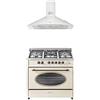 GURARI GCH E 914 Cr + GCH C 046 WH 9, fornello a induzione retrò 90 cm, Range Coocker 121 L, crema + cappa, cappa da parete 90 cm, bianco, cappa di scarico/convezione, assorbente, 1000 m3/h