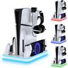HEATFUN Supporto sottile e stazione di raffreddamento per PS5 con controller RGB LED stazione di ricarica per Playstation 5, controller PS5 caricabatterie per controller Dual Sense & Edge, accessori sottili