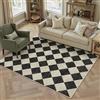 PureCozy Tappeto Salotto 160x230cm Nero Lavabile in Lavatrice Antiscivolo Camera da Letto Grande Tappeti Moderno Geometric Rombo Carpet Soggiorno Cameretta Ufficio Pelo Corto Rug