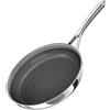 Innerwell Padella antiaderente da 24 cm, in acciaio inox, senza PFOA, adatta per induzione, gas ed elettrico, forno e lavastoviglie, manico resistente al calore