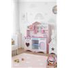 Leomark Cucina Rosa PINK PLAY 82 × 30 × 101 cm con Pentole in Metallo | Con piano cottura, 2 fornelli, 3 manopole, lavello rimovibile, ampio piano di lavoro, ripiano interno e montaggio semplice