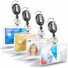 TK Gruppe Timo Klingler Yoyo - Set di 3 portabadge con clip in plastica rigida, estensibile, in plastica rigida, porta carte d'identità