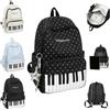 Generic Polka Dot Piano Backpack,Cute Dot Music Theme Backpack with Pendant，Black | Music Themed Polka Dot Backpack, High-Capacity Novelty School Backpack with Star Keychain Polka Dot,Lightweight,Padded Straps