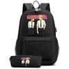 Huacaiyu Anime Denji Zaino + Astuccio 2pcs Set Cosplay Pochita Reze Multifunzione Zaino da Viaggio Bookbag con serratura Daypack Borsa da Scuola Nero