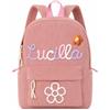 kaululu Zaino Asilo Personalizzato in Velluto Coste per Bambini - Piccoli Zainetto Scuola per Bambino con Nome Ricamato, Ideale per Asilo Gite in Campeggio 3-8 Anni (Rosa)