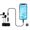 Saramonic Microfoni lavalier digitali Dual-Head Lavamic U1C Saramonic Mic Microfono risvolto omnidirezionale con adattatore Lightning Plug compatibile con iPhone iPad iOS MAC per YouTube Video Facebook Live
