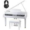 Classic Cantabile, GP-500 - Pianoforte a codino digitale, finitura bianco lucido, inclusapanca + cuffie