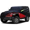 SjYsXm Telo Copriauto Compatibile con Jeep Wrangler 2 Porte Convertible SUV JL JK TJ YJ 87-Presente, Impermeabile Copertura Auto Copri Auto Resistente alle intemperie con Borsa di Stoccaggio, Nero
