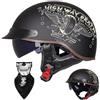 EHKINY Caschi Cromwell Vintage Casco Aperto For Moto Retrò - Mezzo Casco Omologato ECE DOT Con Visiera Resistente Ai Raggi UV, Vestibilità Regolabile, Design Aerodinamico(K,M=(57~58cm))