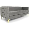 Menzzo Joshua Divano in Velluto, Argento, L204 x P70 x H74 cm
