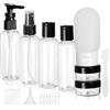 Giloty Kit da Viaggio per Liquidi - 4 Flaconi 80 ml con Contenitori per Crema, Imbuto, Spatola e Custodia, per Shampoo, Cosmetici e Liquidi
