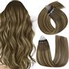 Easyouth Echthaar Extensions Microring 55cm Braun Ombre Micro Ring Extension Echthaar Mittlebraun Balayage Honigblond Extension Microring Remy Menschenhaar Lange #4/24/4 50g 50s 1g/s
