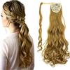Cybelleza Posticci per capelli Extension Coda Capelli Clip Coda di Cavallo Capelli 60cm 130g Ricci Mossi Sintetici Lunghi Ponytail Effetto Naturale Wrap Around (Biondo scuro)