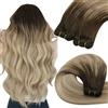 YoungSee Extension Capelli Veri Tessitura Castano Chiaro Ombre 50 cm Extension Capelli Tessitura Extensions Matassa Capelli Umani 100g Marrone Chiaro Ombre Biondo Platino 20 Pollice #4/14/60