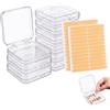 EPMOCN 12 Pezzi Scatola Porta Unghie Finte 75x75mm con 60 Pezzi Nastro Biadesivo, Contenitore Trasparente Espositore per Press on Nails, Organizer Portatile per Nail Art, Salone e Casa