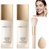 CrazyLeaf Miraglow Fondotinta Adattivo over 50, MiraGlow Fondotinta Adattivo Pelli Mature, Coprenza Modulabile, Finish Naturale Luminoso, Uniforma il Colorito, Set con Pennello Applicatore + Spugnetta 30ML