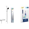 GROHE Precision Flow & QuickGlue S - Set doccia termostatico esterno (doccia tonda 11 cm 1 getto, flessibile doccia 1,75 m, asta doccia 90 cm, risparmio idrico), Cromo, 34805001
