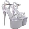 WHLL Décolleté Donna, Sandali con Plateau Donna con Tacco di 17 cm, Corpo Superiore Trasparente con Strass, Scarpe Sexy per Party e Pole Dance
